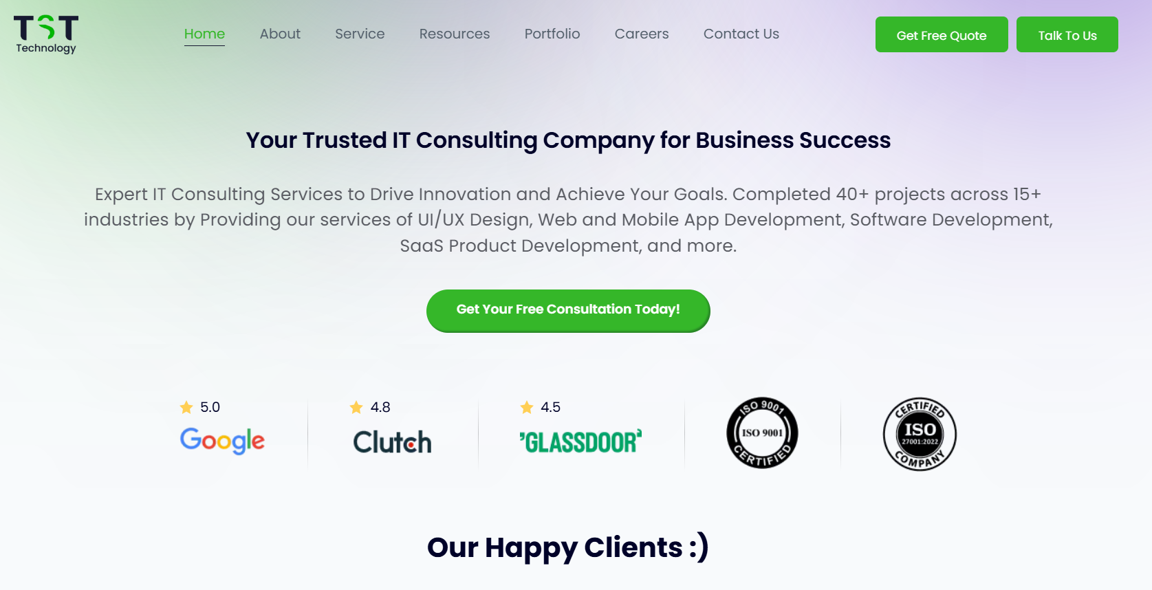 International SEO Consultant: A Guide to Global Search Success 6 TST Technology Home page Screenshot for SEO Case study