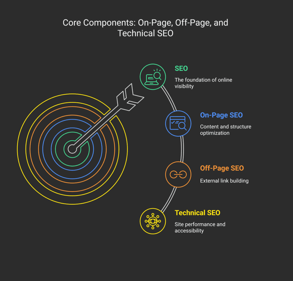 Core Components: On-Page, Off-Page, and Technical SEO